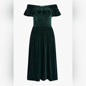 HILL HOUSE Emerald Velvet Dress